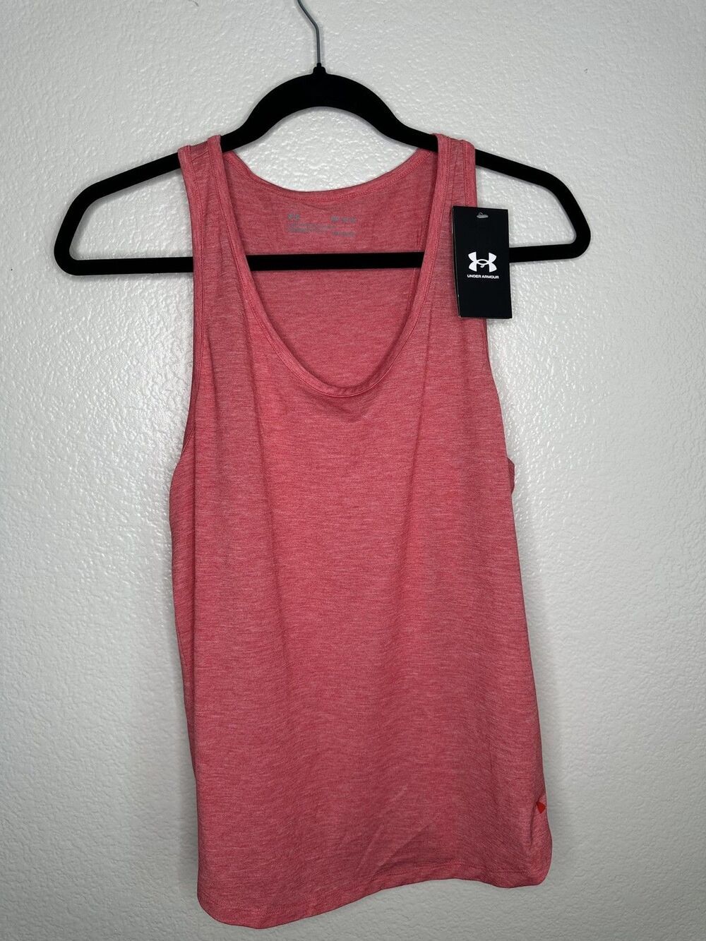Under Armour Shirt Womens Medium Pink Heather HeatGear Athletic Loose Tank Top